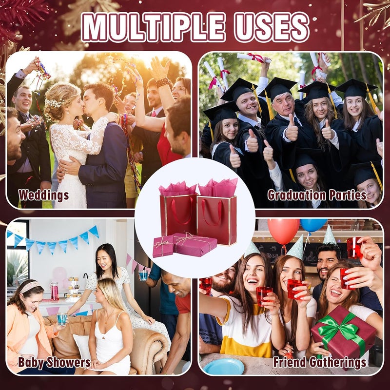 Teling 500 Sheets Burgundy Wine Tissue Paper for Gift Bags 14 x 20 Inches Valentine Gift Wrapping Tissue Paper Bulk for Winter Galentine New Year Wedding Birthday DIY Craft Project Party Decor Flowers - Image 5